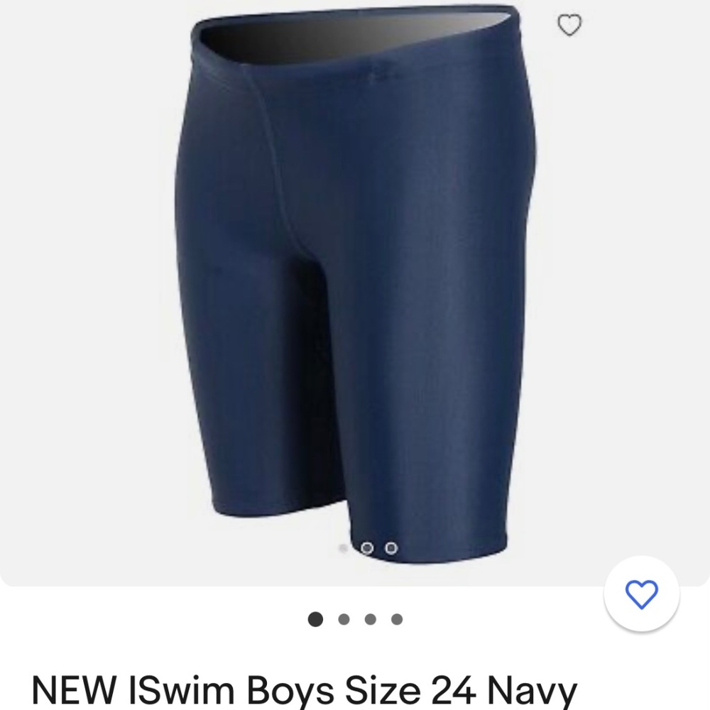ISwim Boys Size 24 Navy Essential Solid Jammer Swimsuit NWT